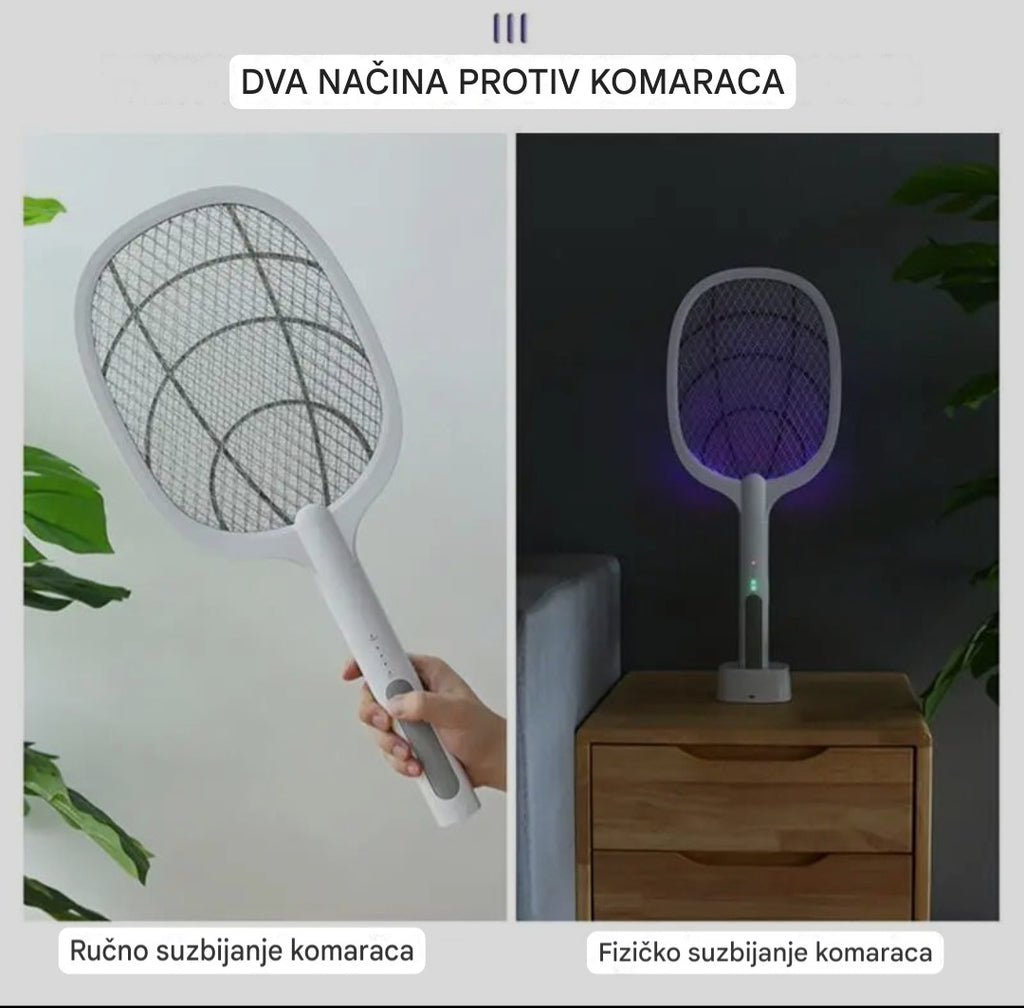 ELEKTRIČNI REKET SA UV SVJETLOM – MAMAC I UBICA ZA KOMARCE i OSTALE INSEKTE U JEDNOM!
