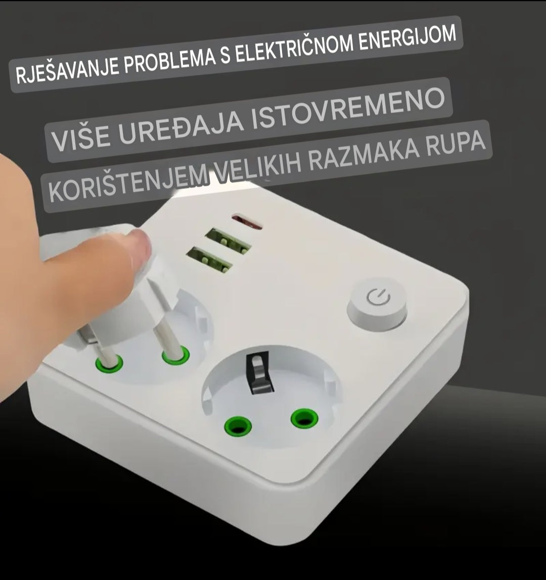 UTIČNICA RAZDJELNIK 2x USB + TYPE-C – PAMETNO PUNJENJE BEZ NEREDA!