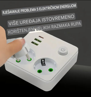 UTIČNICA RAZDJELNIK 2x USB + TYPE-C – PAMETNO PUNJENJE BEZ NEREDA!