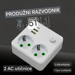 UTIČNICA RAZDJELNIK 2x USB + TYPE-C – PAMETNO PUNJENJE BEZ NEREDA!