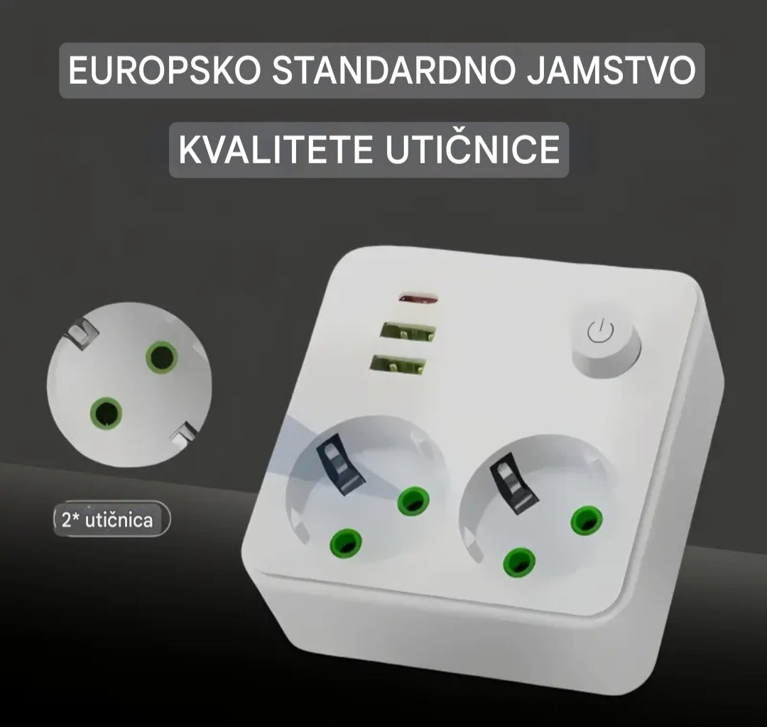 UTIČNICA RAZDJELNIK 2x USB + TYPE-C – PAMETNO PUNJENJE BEZ NEREDA!